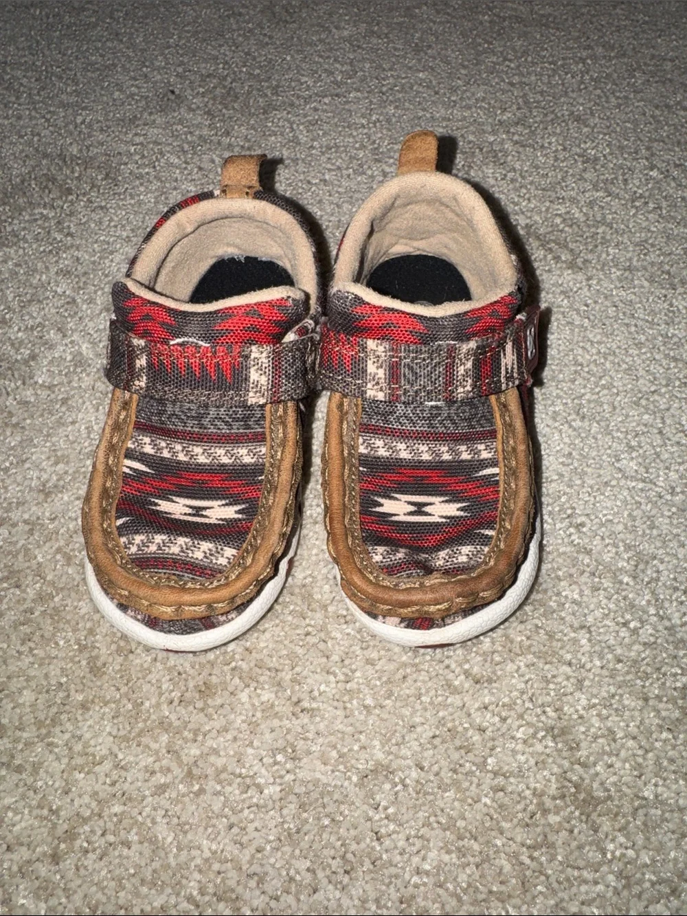 Infant Hooey Driving Mocs in Red Aztec by Twisted X